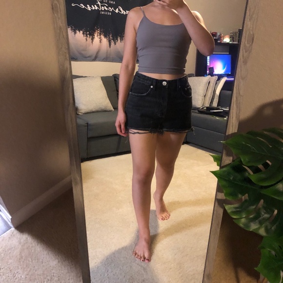 Zara Black Denim Shorts Size 4 - EUC - Picture 2 of 11